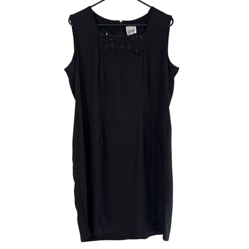 Vintage Y2K Black Mini Cocktail Dress Sequin Neckline XL
